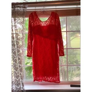 Bright pink/coral above the knee dress